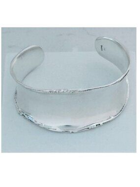 Silpada 925 Sterling Silver Wide Cuff Bracelet Rolled Edge Modernist Design